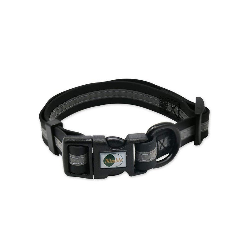 NIMBLE Dog Collar Waterproof Pet Collars Anti-Odor Durable Adjustable PVC & Polyester Soft with Reflective Cloth Stripe Basic Dog Collars S/M/L Sizes (Small (9.45â€-14.17â€inches), Black) - Image 1